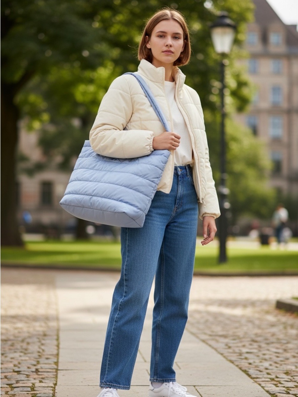 Reebok Lt. Blue Quilted Puffer Tote